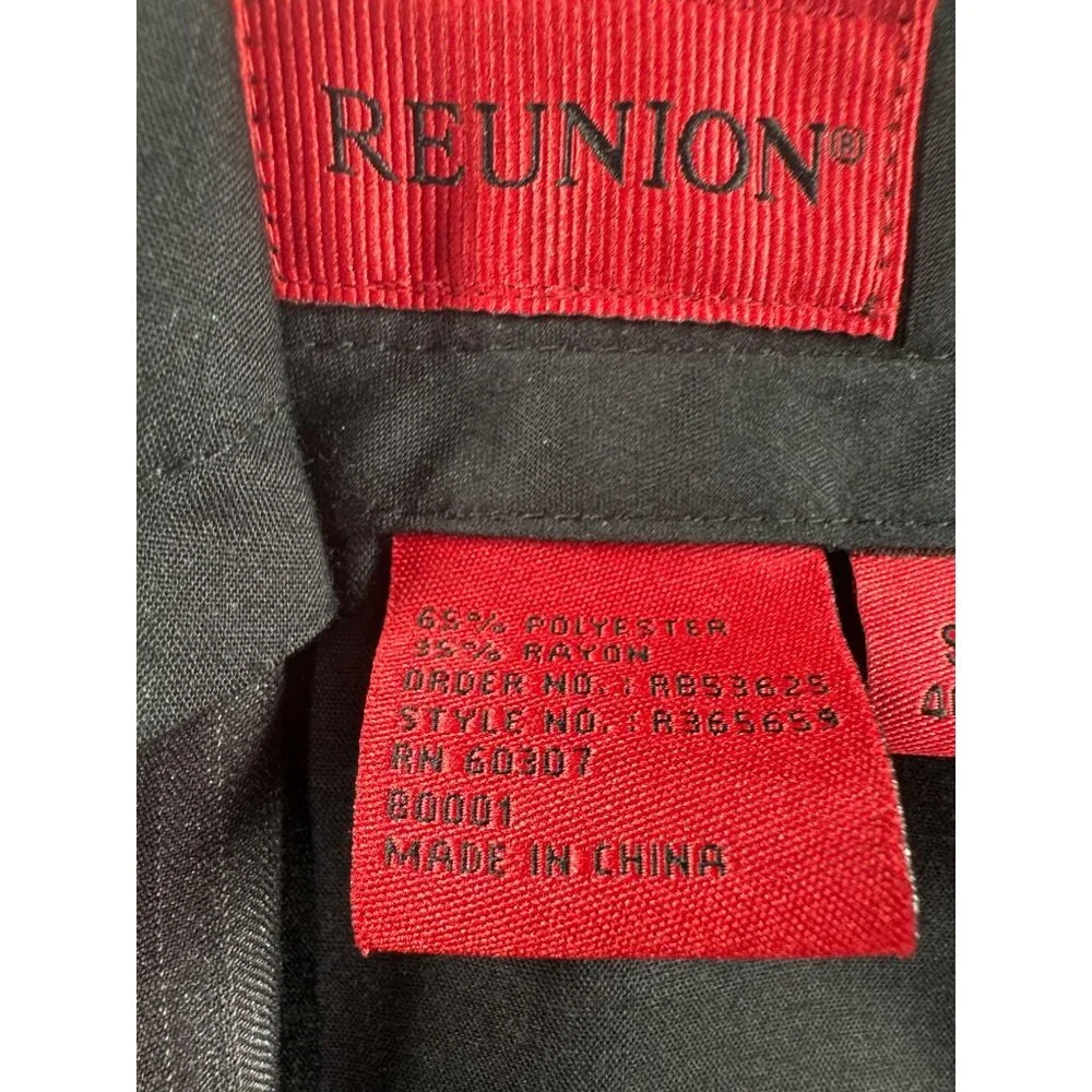 Reunion Mens Pants Slacks 40W 30L Relaxed Fit Washable‎ Black Dress Pants
